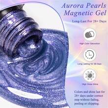MEET ACROSS Bộ 6 lọ sơn móng tay gel mắt mèo Aurora Pearls 7ml kèm que nam châm, sơn gel nhũ lấp lánh Aurora Shimmer Glitter Cat Magnetic Gel Polish bán vĩnh cửu, có thể tháo gỡ dễ dàng, dùng cho đèn UV LED, làm móng nghệ thuật tại nhà và salon. - Nhiều màu - Xem 7