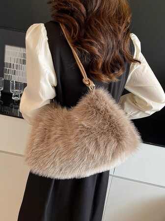 Autumn And Winter Japanese-Style Cute Fleece Cloud Bag, New Women's Fashion Handbag For Commuting, Shoulder Bag Or Crossbody Bag