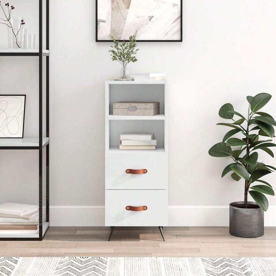 Credenza vidaXL bianca lucida 34,5x34x90 cm Materiale a base di legno - Multicolore - Visualizzare 1