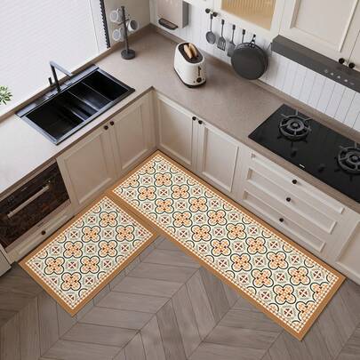 【奢华波西米亚风厨房地毯】1件装可爱浴室地垫，吸水性强，可水洗，绒面材质，适用于浴室、厨房、卧室、浴室装饰，轻便仿羊绒材质，房间装饰，家居装饰，多种尺寸可选，底部防滑。【浴室地垫】【浴垫】【浴室地垫】秋冬/罗马风装饰/家居装饰/房屋装饰