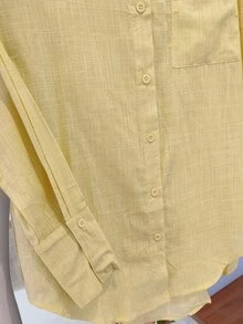 Women's Dress Shirt With Buttons, Long Sleeves - Màu vàng - Xem 4