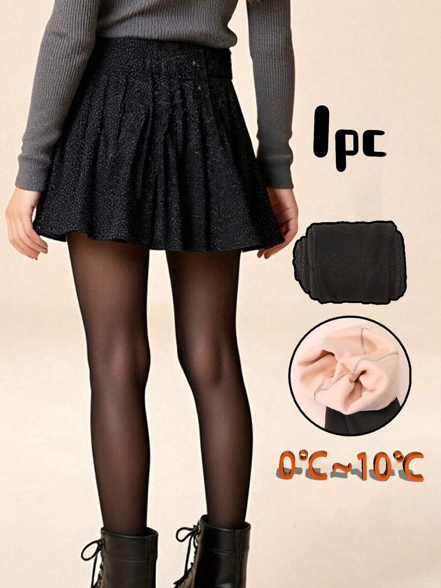 1件装保暖内衬舞蹈紧身裤，带脚蹬和防滑鞋底，加厚保暖，适合秋冬季穿着