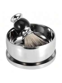 1 Set Luxury Handmade Badger Hair Shaving Brush - Beard Grooming Tool, Ergonomic Design For Easy Grip, Reliable Facial Cleansing And Care Accessory. Suitable As A Birthday Gift For Partner; Essential Holiday Gift For Halloween And Christmas