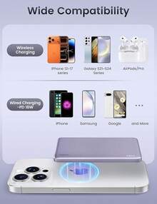 RORRY Power Bank, Bateria Portatil para MagSafe 5000mAh Pila Portatil Carga Rápida 18W Cargador Portátil USB C Magnético Powerbank Batería Portátil para iPhone 16/15/14/13/12 Serie, Rosa - Tipo de Enchufe A USA (110-127V) - Ver 7