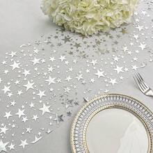 1pc 5-Star Metallic Mesh Table Runner, 28cm*275cm/500cm/1000cm, Multi-Color Options, Suitable For Weddings, Parties, Christmas, New Year, Wedding Venue, Dining Table Decor