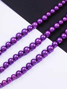1件复古简约紫色仿珍珠多层项链，夸张时尚优雅的颈链，适合正式场合和派对。 - 紫色 - 查看 5