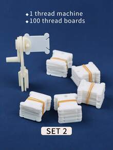 一套白色DIY手工刺绣十字绣线轴及绕线器工具套装，包含50或100个线轴和1个绕线器。 - 彩色 - 查看 8