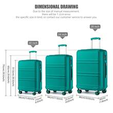 20 24 28 32 Inch Suitcase ABS PC Hard Shell Luggage Carry On Cabin Check In XL Extra Large Lightweight Spinner Wheels TSA Lock 3 Piece Set Travel - Teal Green - View 4