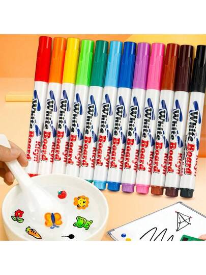 10/14 piezas Juego de pinceles de acuarela mágicos con cuchara, bolígrafos lavables a base de agua, pinceles de acuarela con tinta flotante, 12 colores de rotuladores, herramientas de garabateo, juguetes y regalos para niños y niñas de 3 a 12 años, lápices de colores lavables DIY para la imaginación y educativos, maravillosos regalos de Halloween y Navidad (algunos colores al azar)