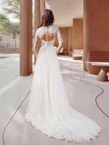 Romantic Long SLeeves Tulle Wedding Gown - Perfect For Christmas, Halloween, Weddings, Proms & Birthdays - 白色 - 查看 5