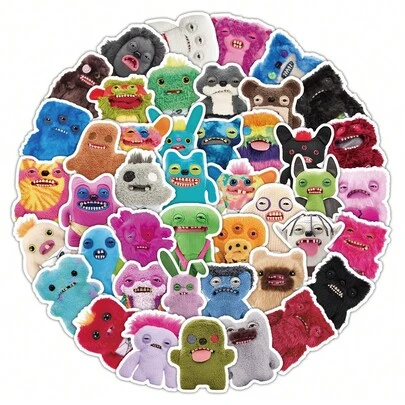 50pcs Cute Cartoon Funny Fugglers Monster Stickers, Suitable For Water Bottles, Phones, Laptops, Stationery, Luggage, DIY Decor, Creative Gift, Birthday Gift
