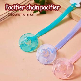 2个/套 婴儿安抚奶嘴+奶嘴夹，0-18个月，液态硅胶柔软安抚奶嘴，模仿母乳喂养，防呛，防蛀牙，新生儿安抚奶嘴批发