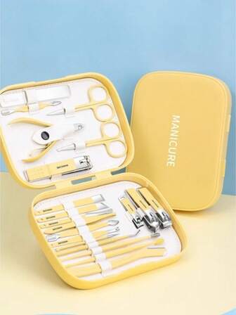 20pcs Professional Manicure Tool Set - Stainless Steel Nail Clippers, Men & Women Nail & Pedicure Kit, Portable Home, Office, Travel Beauty Tool Set