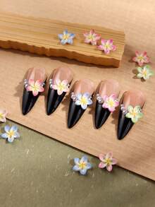 浮雕鸡蛋花美甲装饰品，可爱盛开的树脂扁平蓝花楹花美甲宝石，夏季假日美甲装饰美甲用品 - 彩色 - 查看 6