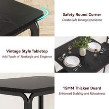 Juego de mesa de cocina de 3 piezas con 2 sillas y estructura de metal, juego de comedor compacto para 2 personas para espacios pequeños, mesas de comedor modernas con superficie impermeable y fácil montaje, color negro - Negro - Ver 6