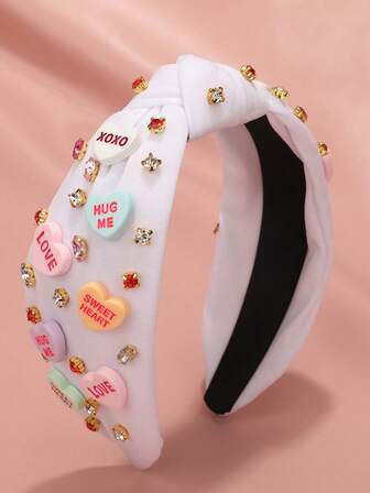 1pc Women's Valentine's Day Headband, XOXO Love Heart-Shaped Hair Accessory, Pink Heart ,Hair Band ,Diadema ,Hair Hoop