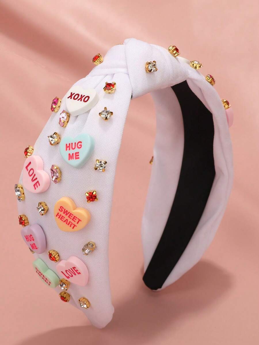1 chiếc băng đô cài tóc hình trái tim XOXO dành cho nữ, màu hồng, phụ kiện tóc ngày Valentine, băng đô cài tóc, phụ kiện tóc quà tặng ngày Valentine, phụ kiện đội đầu, băng đô cài tóc - trắng - Xem 1