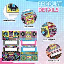 20pcs/40pcs/60pcs,80s 90s Retro Boombox Shaped Paper Napkins - Vibrant Multicolor Radio Graphic Design Tissues | Disposable Party Napkins For 80s Themed Birthday, 90s Throwback Party, Retro Music Celebration,Music Lover Birthday - Multicolor - View 2