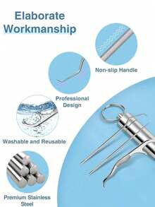 8支装不锈钢牙签套装，带收纳盒，便携耐用 - 彩色 - 查看 2