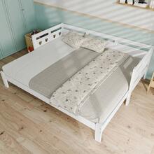 Extendable Daybed, 90 X 190 Cm, Solid Pine, With 2nd Sleeping Space And Slatted Base, Heart Shape, White - White + Wood - View 10