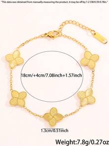 3/1pc Golden Jewelry Set Exquisite Fashionable Stainless Steel Bracelet Party Gathering Eye-Catching Style Petal-Element Design Make You Charming At Parties - Gold - View 5