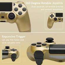 P-4 Controller Wireless, Dual Vibration/6-Axis Motion Control/3.5mm Audio Jack/Multi Touch Pad/Share Button, P-4 Controller Compatible With P-4/Slim/Pro/PC - Gold - View 4