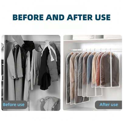 5pcs Premium Garment Covers Set - Crystal-Clear, Zippered, Dust-Proof, Moisture-Resistant, And Durable - Perfect For Organized Closet Storage, Protecting Delicate Clothes, And Essential For Every Home