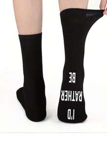 1 Pair Men's Funny Fishing Pattern Mid-Calf Socks, Great Gift For Fishing Enthusiasts, Birthday, Christmas, Suitable For Men, Women And Teenagers, Novelty Socks - Black - View 3