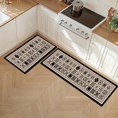 【奢华波西米亚风厨房地毯】1件装可爱浴室地垫，吸水性强，可水洗，绒面材质，适用于浴室、厨房、卧室、浴室装饰，轻便仿羊绒材质，房间装饰，家居装饰，多种尺寸可选，底部防滑。【浴室地垫】【浴垫】【浴室地垫】秋冬/罗马风装饰/家居装饰/房屋装饰