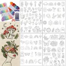 Embroidery Patterns Water Soluble For Clothes DIY,Water Soluble Stabilizer Pattern Water With Thread, Hand Sewing Stabilizers Self-Adhesive Non-Woven Pre-Printed Embroidery Patterns - Black and White - View 13