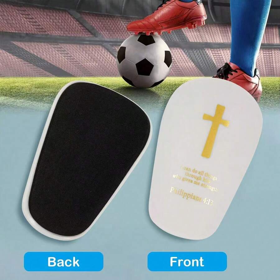 1双金色十字足球护腿板，加厚设计，提供冲击保护，贴合小腿，轻便，男女通用，适合运动比赛 - 金色 - 查看 1