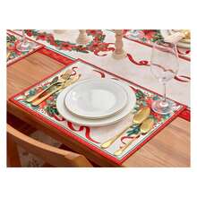 Poinsettia Placemats - Christmas Table Linens, 13x19 - Multicolor 54 - View 4