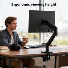 17-32 Inch Monitor Mount, Adjustable Laptop Mount, Black, Height Adjustable, Rotatable For Comfortable Workstations, Flexible Monitor Arm - 黑色 - 查看 2