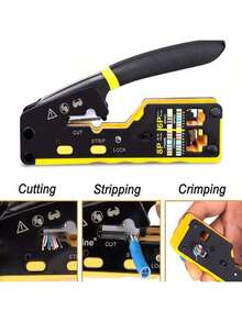 NewShark Ratchet Network Cable Clamp Home DIY Network Cable Making Tool Multi Functional Pressing, Stripping, And Cutting Integrated Ergonomic Effortless Handle Compatible With RJ45/RJ11/RJ12 Home Wiring/Home Repair/Dormitory Networking Anti Drop - Color/style Random - View 7