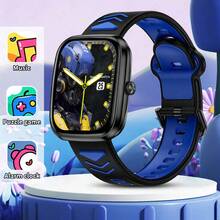 LIGE新款儿童智能手表，1.75英寸高清方形大屏幕，内置多种趣味益智游戏、高清摄像头、视频和音乐播放器、有声读物、学习卡片、闹钟提醒，防水设计，是送给男孩女孩的生日礼物。 - 1 Set - 查看 14