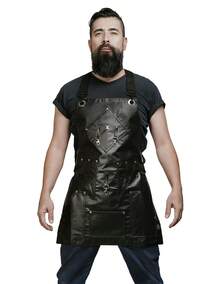 BARBEST Mandil Delantal Para Barbero, Estilista, Peluquero Bartender, Tatuador Multifuncional Lord Hooligan - Negro - Ver 1