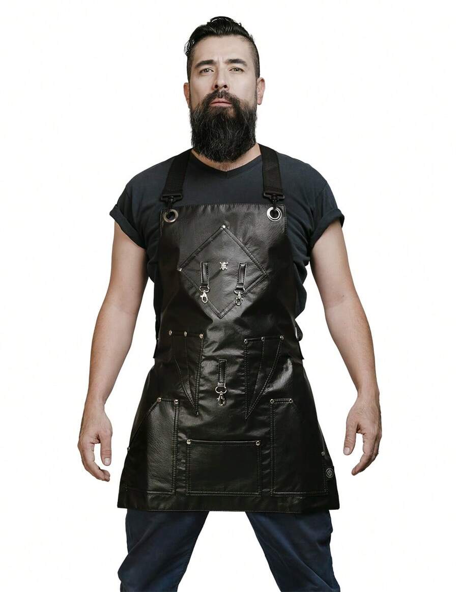 BARBEST Mandil Delantal Para Barbero, Estilista, Peluquero Bartender, Tatuador Multifuncional Lord Hooligan - Negro - Ver 1