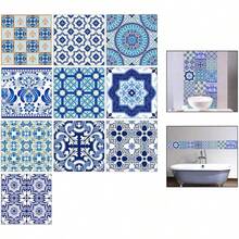 EXCEART Azulejos Adhesivos para Cocina Y BañO De Porcelana Azul Y Blanca Pegatinas De Pared Autoadhesivas De PVC Resistente Al Agua DecoracióN FáCil Y VersáTil para Hogar - 20 x 20 cm - Ver 3