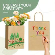 Túi quà giấy Kraft có quai xách - Túi thủ công màu nâu chất lượng cao có thể gấp lại, thích hợp cho sinh nhật, đám cưới, tiệc tùng, mua sắm tạp hóa, đồ dùng cho doanh nghiệp nhỏ, có thể tự thiết kế, thích hợp để đóng gói quà tặng vào các ngày lễ như Ngày lễ tình nhân, Giáng sinh, Ngày của mẹ, v.v. - Màu da bò màu vàng - Xem 4