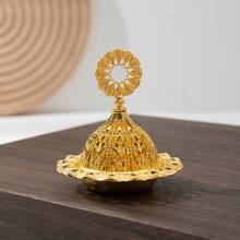 1pc/5pcs Set Eid Mubarak Mini Crown Vintage Hollow Copper Incense Burner Holder, Golden Arabic Incense Burner, Home Decor Sandalwood Incense Burner - Gold - View 4
