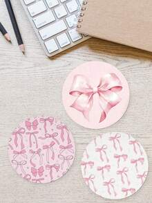 3-Piece Cute Mouse Pad Set: Round Office Mouse Pad, Mini Travel Mouse Pad (With Non-Slip Rubber Base), And Laptop Office Rubber Mouse Pad, Suitable For Men And Women. Applicable For Office, Home, Study And Gaming. Size: 20*20*0.2cm - Multicolor - View 2