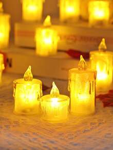 1pc Home Decor LED Electronic Candle Light (With Battery), Wedding Decoration LED Flameless Candle Light, Suitable For Holiday Decor, Party Decor, Proposal Decor, Valentine's Day Candle Light - White - View 3