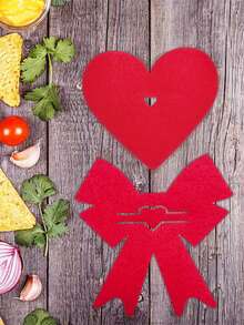 12 件装心形餐垫，红色毛毡心形桌垫，适合婚礼季、派对和浪漫用餐（不含餐具），情人节礼物，情人节装饰，情人节派对 - 彩色 - 查看 8