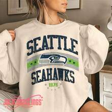 Vintage Seattle Football Crewneck Sweatshirt, 90s Style Football T-Shirt, Seattle Game Day Hoodie, Gifts For Football Fans - 灰色 - 查看 4