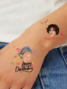 Custom Temporary Tattoo Stickers, Suitable For Various Parties Such As Birthday Celebrations, Weekend BBQs And Cocktail Parties, Easy Handmade Use, Ideal For Bachelorette Parties, Multifunctional, Decorative, Lettering, Solid Color, Exquisite, Fashionable, Retro - Multicolor - View 6