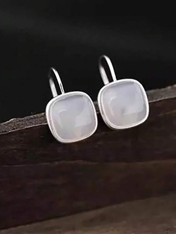 1pc Minimalist Retro Style Faux Jade Earrings, Suitable For Women's Daily, Festival, Party Wear, Gift For Girlfriend/Best Friend