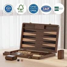 Juego de Backgammon Premium de Madera de Nogal Negro u2013 Juego de Viaje de Lujo con Dados y doblador - inicial - Ver 6