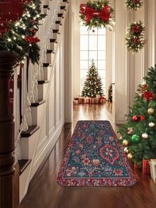 1pc European Style Flannel Floor Mat, Lightweight Washable European Art Printed Rug, Suitable For Kitchen Decor, Machine Made, Rectangular, Kitchen Floor Mat, Doormat, Living Room Rug - Multicolor - View 14