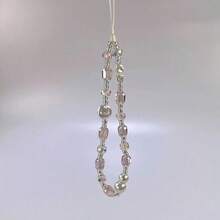 1条亚克力花朵蝴蝶结水晶串珠手机挂绳，腕带手机挂绳，适用于CCD相机、钥匙、包包，兼容安卓及大多数智能手机，可作为礼物送给母亲、家人、朋友、孩子，生日、节日手机链 - 水晶貝母 - 查看 3