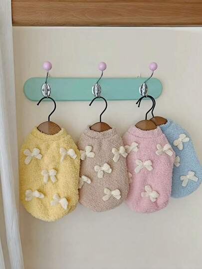 1pc Pet Fleece Vest, Reversible Sherpa Vest, New Winter Design With Cute Bow Accent, Suitable For Poodle, Teddy, Chihuahua, Pomeranian And Other Medium/Small Cats And Dogs, Keeps Pets Warm And Comfortable